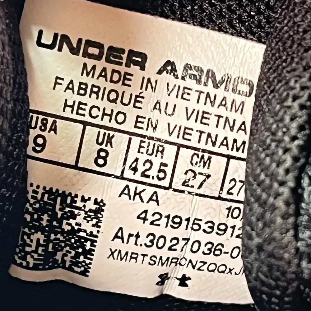 Under Armour Charged Assert 10 Black Pitch Grey Camo Running Shoes Men's Size 9